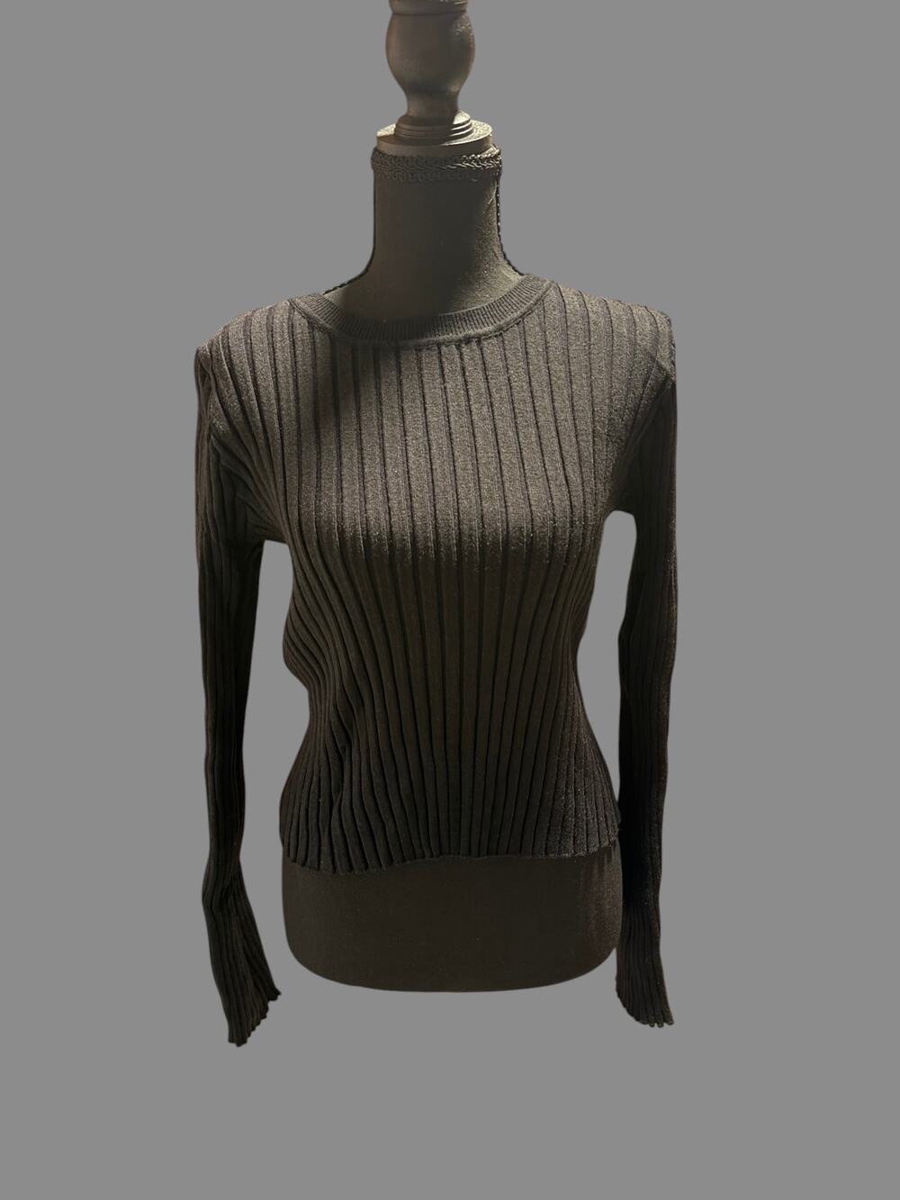 Halara Black Ribbed Knit Sweater Size Large Long Sleeve Crew Neck Stretch Top